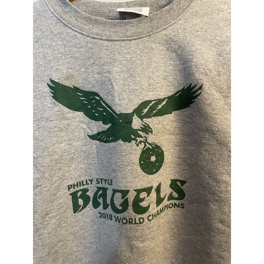 Philly Style Bagels Large Gray Sweatshirt - Retro Eagles Logo